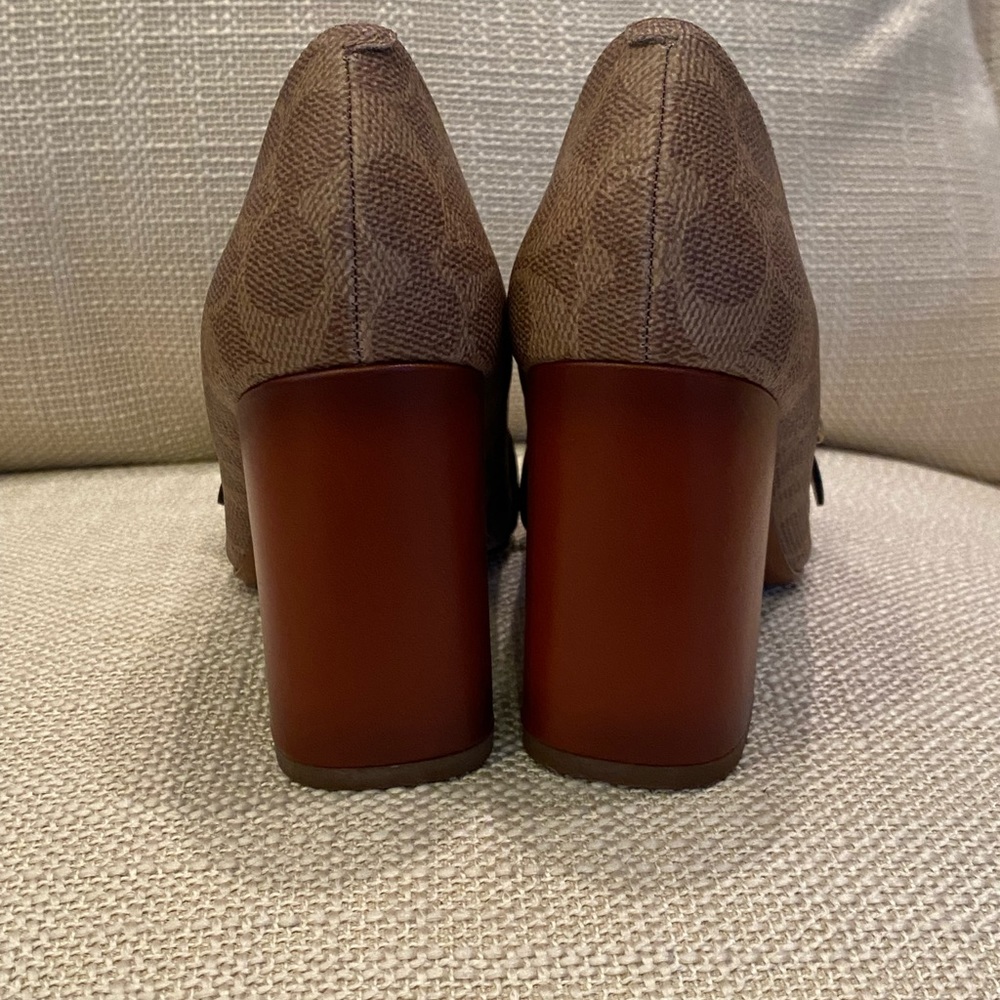 Coach Womens Jade Loafer w Block Heal / Mixed Media / Tan Natural Black / 7 /NWB - Picture 9 of 16